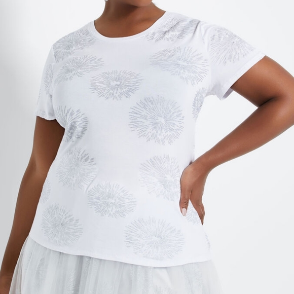 SILVER GLITTER ☆ FIREWORKS TEE ☆ Sz. 5x ☆ NWT - Picture 3 of 9